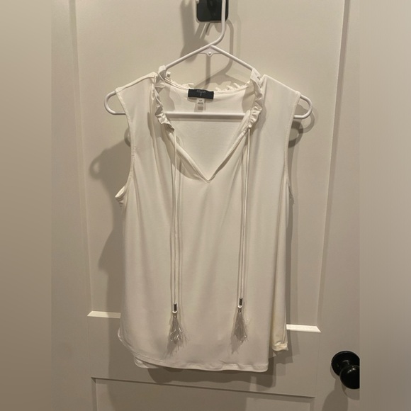 Tahari Tops - Tahari Womens Sleeveless Ruffle Collar Tassel Tie Size SP